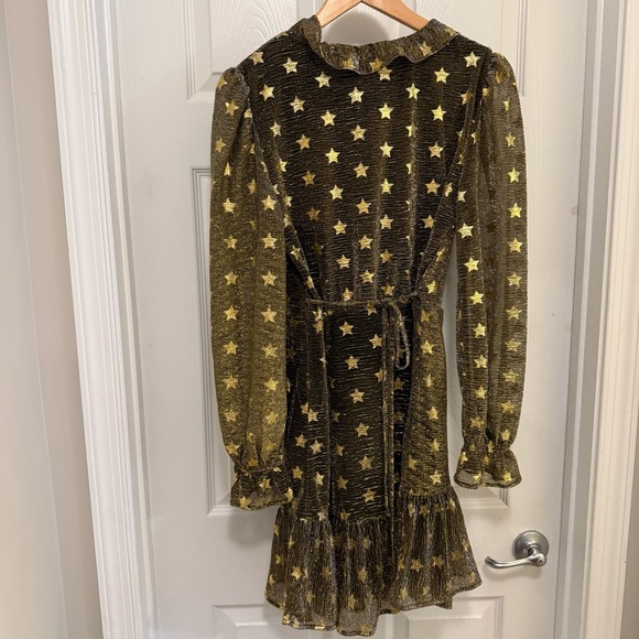 NWOT Betsey Johnson Women's Faux-Wrap Metallic Star Dress - Picture 4 of 7